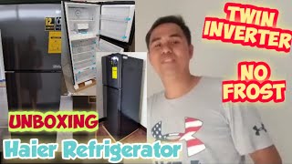 UNBOXING HAIER REFRIGERATOR  TWIN INVERTER NO FROST MURA LANG [upl. by Nodal]