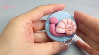 手工做一只蜗牛冰箱贴 How to make a snail refrigerator magnet wih clay  Simple insect foam Clay Tutorial [upl. by Luhe]