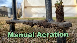 How To Manually Core Aerate A Lawn [upl. by Onailime552]