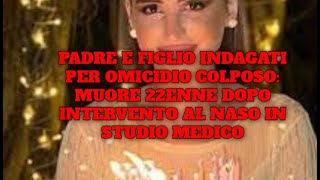 MUORE 22ENNE DOPO INTERVENTO AL NASO IN STUDIO MEDICO PADRE E FIGLIO INDAGATI PER OMICIDIO COLPOSO [upl. by Mckinney938]