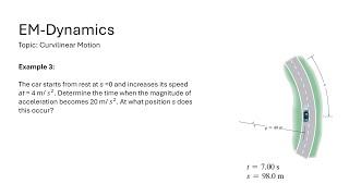 Curvilinear Motion Ex 03 Find time when magnitude of acceleration becomes 20 m 𝑠2 and position s [upl. by Mcarthur]