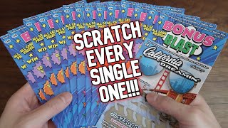 GREAT WINS Playing EVERY SINGLE ONE OF THESE Lottery Scratchers Bonus Blast 10 Lotto Scratchers [upl. by Artemahs]