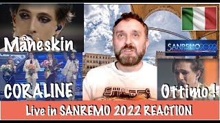 MANESKIN  quotCORALINEquot LIVE In SANREMO FESTIVAL 2022 REACTION [upl. by Krm]