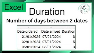 Excel  Calculate Duration  number of days between two dates [upl. by Assenej518]