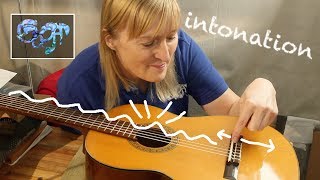 Fixing the intonation on a classical spanish guitar [upl. by Nnyllatsyrc]