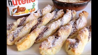 TORSADES AU NUTELLA Recettes avec la pâte feuilletée faciles et rapides [upl. by Sukram]