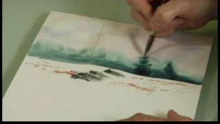 How to Paint a Snowscape Watercolor Painting  Adding Background Trees in a Snowscape [upl. by Horbal]