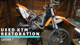 CHEAP KTM 250 BUILD Ep1  Tearing The Bike Apart [upl. by Einra]