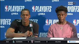 Jrue Holiday Rajon Rondo and Anthony Davis post series sweep  Game 4 Pelicans vs Blazers [upl. by Jemma]