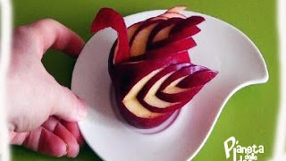 Intaglio della frutta  Tutorial  Una mela che diventa cigno [upl. by Nahshon]