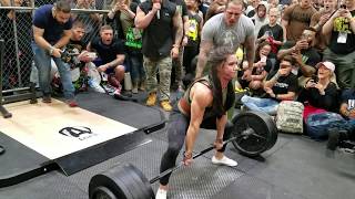 Stefi Cohen deadlifts 545 lbs in Animal Pak Cage 2018 [upl. by Nenerb]