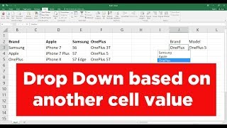 Drop Down based on another cell  Dependent Data validation  Microsoft Excel Tutorial [upl. by Meibers623]