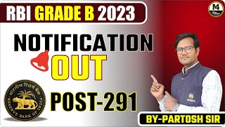 RBI GRADE B 2023  NOTIFICATION OUT  POST 291  RBI Grade B Notification 2023 OUT [upl. by Araek]