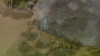 Fire crews battle vegetation fire in East San Diego County [upl. by Penni408]