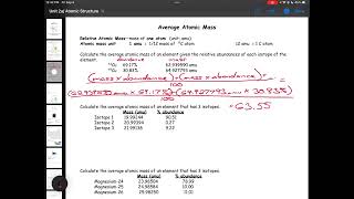 Unit 2a Average Atomic Mass [upl. by Nannarb476]