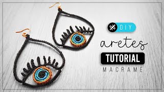 DIY Ojo turco » 🧿 tutorial  como hacer aretes de amuleto con hilo  diy ● Macrame Earrings 239 [upl. by Atinra612]