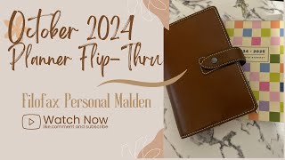 October 2024 Planner Setup amp FlipThru  Filofax Malden Personal [upl. by Anaiek]