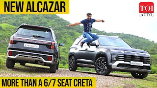 New Hyundai Alcazar Review Pros amp Cons explained  TOI Auto [upl. by Nennarb]