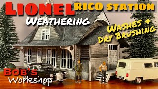 How To Weather DryBrush and use Acrylic Washes on Lionels RICO STATION Craft Paint Layouts MTH [upl. by Adnerb]