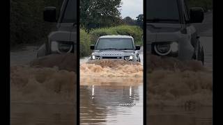 Straight Through…💪 LandRoverDefender Offroad4x4 FloodedRoads UK Waves Floods satisfyingvid [upl. by Tryck]