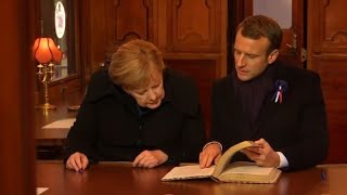 Macron et Merkel célèbrent ensemble larmistice à Rethondes [upl. by Oisacin]