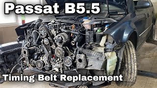 VW Passat B55 19TDI Timing Belt replacement  Water Pump change [upl. by Aletta]