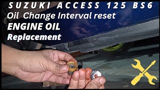 Suzuki Access 125 bs6 engine oil change amp oil filter  Suzuki access 125 reset oil change interval [upl. by Sheffield845]