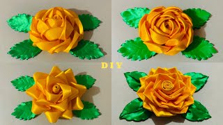 DIY Satin Ribbon Rose Flowers  Best Rose with ribbon crafts  Ribbon decoration ideas  DIY Flower [upl. by Cooe]