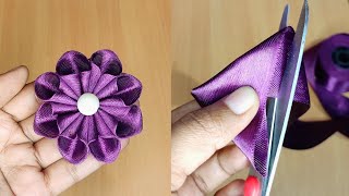 So CUTE How to Make an ADORABLE Ribbon Flower in Just 4 Minutes [upl. by Kos]