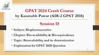 Bioavailability and its types  Biopharmaceutics  GPAT 2024  KPs Pharmacopeia [upl. by Klug]