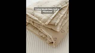 Cotton Muslin Baby Quilt with Pillowcase babyblanket babygift blanket baby [upl. by Airotkiv]