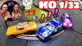 AFX T jets amp HO slot Cars run on 132 policar track [upl. by Bartholomew]