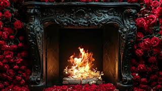 Roses amp Flames  Romantic Fireplace Ambience for Valentines Day Cinemagraph [upl. by Editha]