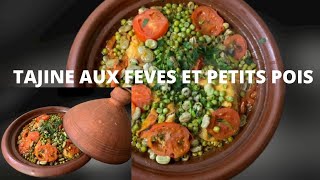 TAJINE AUX FEVES ET PETITS POIS Tagine with beans and peas طاجين بالفول والبازلاء [upl. by Nelyak]