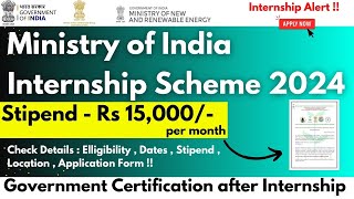 Government Internship 2024  Free Govt Certificate  Stipend of 15kmonth  Ministry of India [upl. by Brunhilda756]