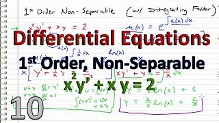 Differential Equations  NonSeparable Example 2001 HL [upl. by Brawner166]