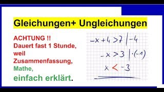 Gleichungen Ungleichungen lösen ist einfach Crashkurs darum 1 Unterrichtsstunde [upl. by Ayrad]