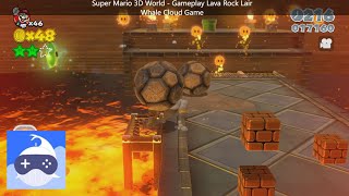 Super Mario 3D World  Gameplay Lava Rock Lair Whale Cloud Game [upl. by Ynatil]