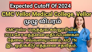 CMC Vellor Medical College  Cutoff 2024  fees structure  category Wise Reservation  seat Matrix [upl. by Ker658]