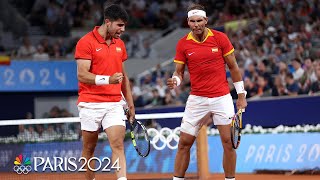 Rafael Nadal Carlos Alcaraz show why theyre a DREAM TEAM in first doubles match  Paris Olympics [upl. by Kelvin948]