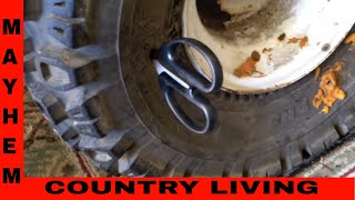 Flat proof ATV tires one year later MayhemCountryLiving [upl. by Hgielrebma]