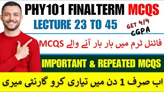 PHY101 Important amp Repeated MCQS Final Term 2024  Phy101 final term preparation 2024  Phy101 [upl. by Karissa]