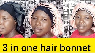 diy How to cut and sew 3 in one hair bonnet  detailed tutorial oma bonnet diy fashion viral [upl. by Sungam]