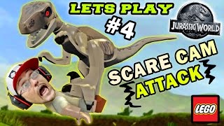 Lets Play LEGO Jurassic World Part 4 RAPTOR SCARE CAM ATTACK RESTORE POWER LEVEL GAMEPLAY [upl. by Arnaldo374]