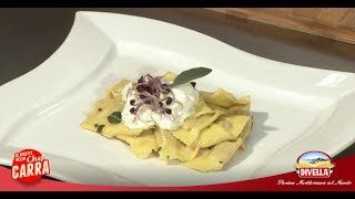 Ricetta ravioli ai funghi porcini e stracciatella dello Chef Carra  Divella [upl. by Atnek78]