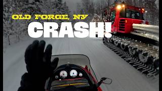 Snowmobiling in Old Forge  CRASH [upl. by Osmund]