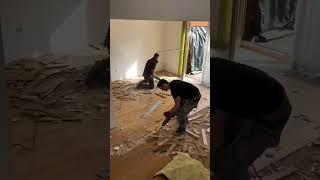 Parquet Removal ⚒ renovationconstructionflooring [upl. by Gnuhc]