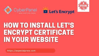 How To Install Lets Encrypt SSL Certificate In Cyberpanel [upl. by Drahser]