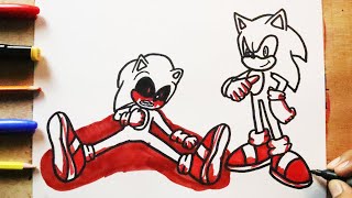 COMO DIBUJAR a SONIC VS SONIC EXE [upl. by Artinad]