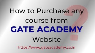 How to Purchase any course from GATE ACADEMY Website  sujaysir gate2025 gate2026 [upl. by Dodd]